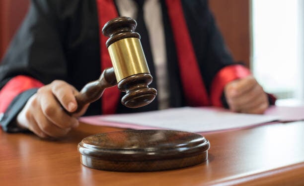 Judge and gavel in courtroom