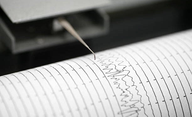 Cropped detail shot of seismometer printing line