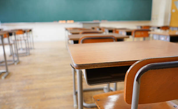 School classroom with blackboard