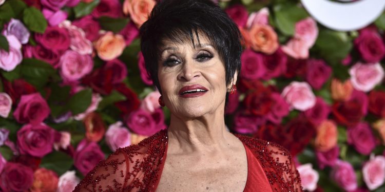 FILE - Chita Rivera arrives at the 72nd annual Tony Awards at Radio City Music Hall on Sunday, June 10, 2018, in New York. Rivera, the Tony Award-winning dancer, singer and actress who forged a path for Latina artists, has died at 91. Rivera's death was announced by her daughter, Lisa Mordente, who said she died in New York after a brief illness. (Photo by Evan Agostini/Invision/AP, File)